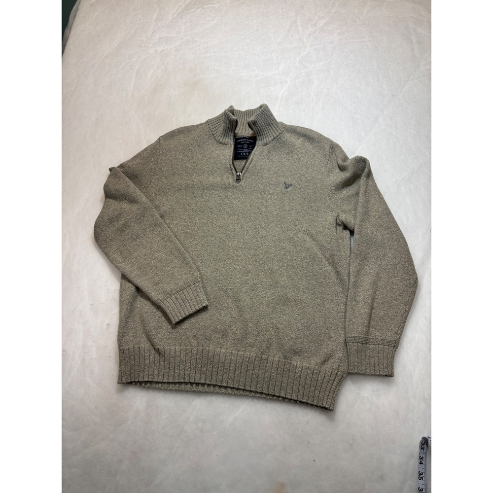 American Eagle Outfitters Men's Tan Quarter‎ Zip Sweater Large L/G